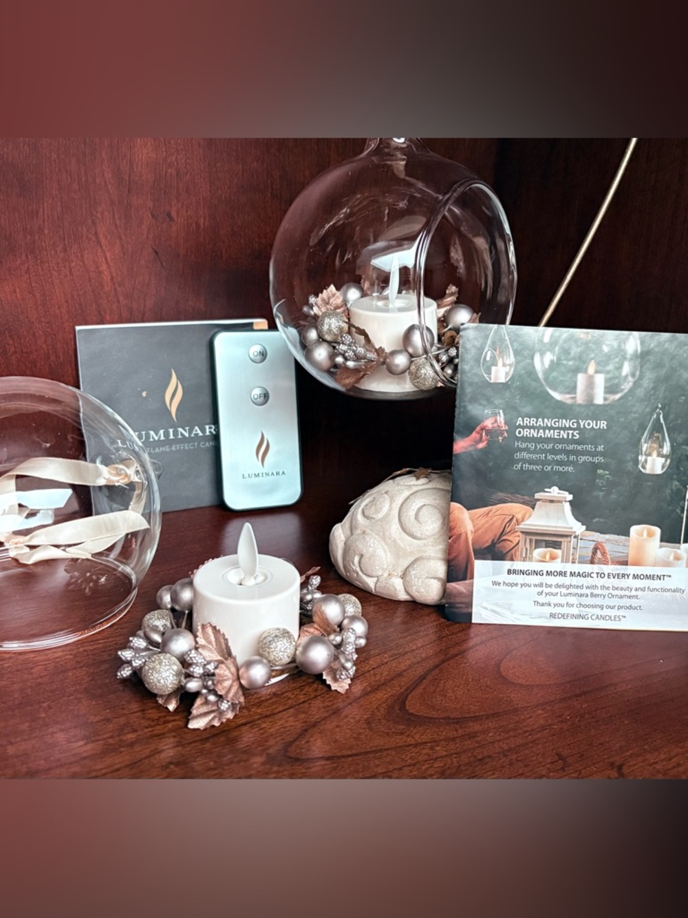 Luminara Real Flame-Effect Candle Duo Berry Ornaments Set/2❣️